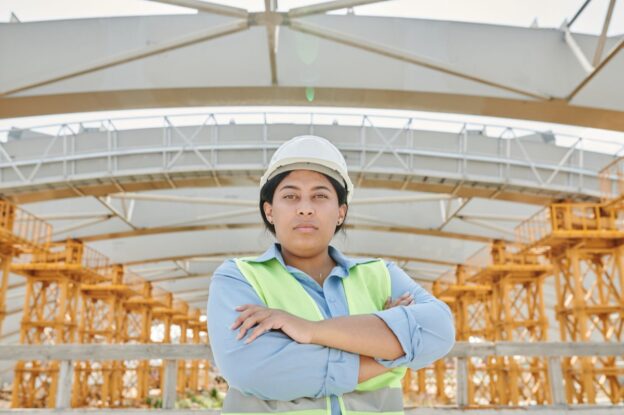 A construction worker on a building project site